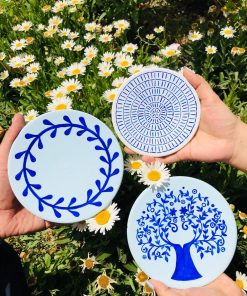 بشقاب سفالی طرح درخت آرزو